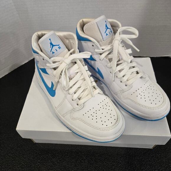 Nike Shoes - Nike Air Jordan 1 Mid Women's Dk Powder Blue/White Sneakers Sz 7 BQ6472 114